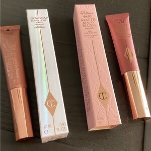 Charlotte Tilbury Glowgasm Beauty Light Wand - Peach and Pillow Talk Matte Blush